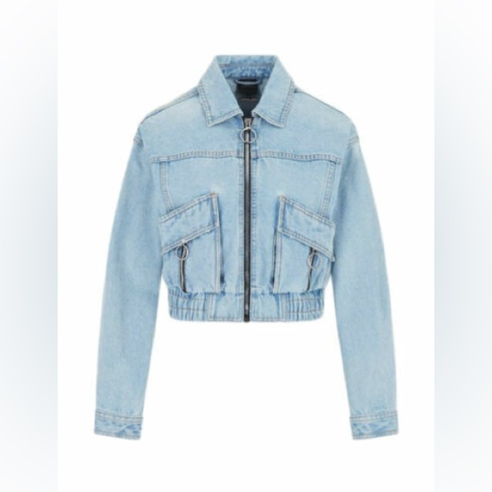 Armani Exchange Light Wash Cropped Denim Jacket - Size S